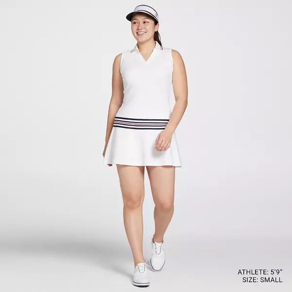 Walter Hagen Women's Taped Drop Waist Golf Dress, White, NWT